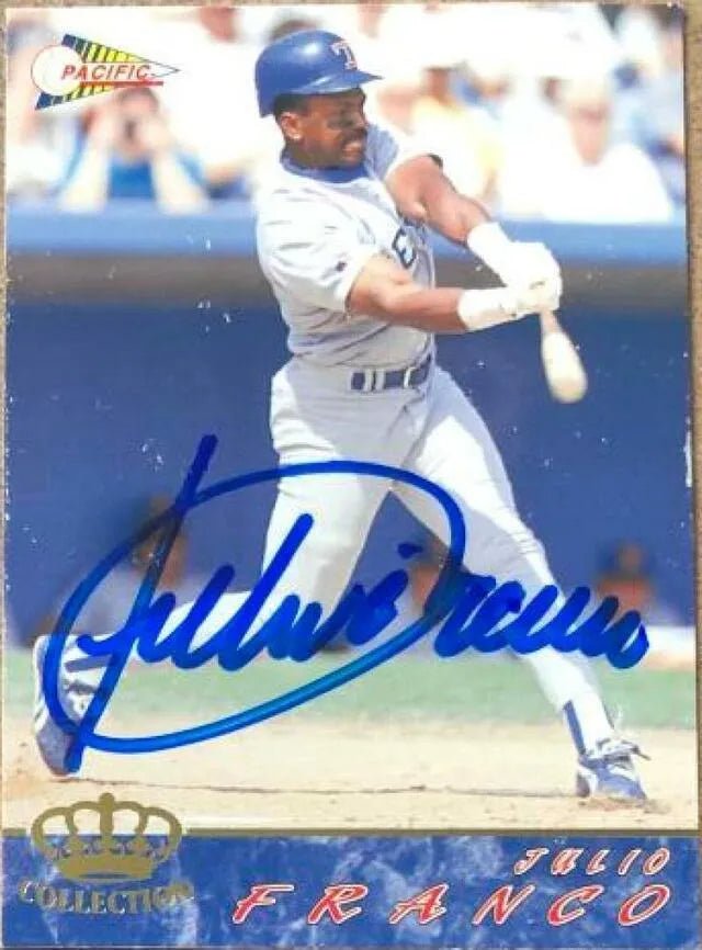 Julio Franco Signed 1994 Pacific Crown Collection Baseball Card - Texas Rangers