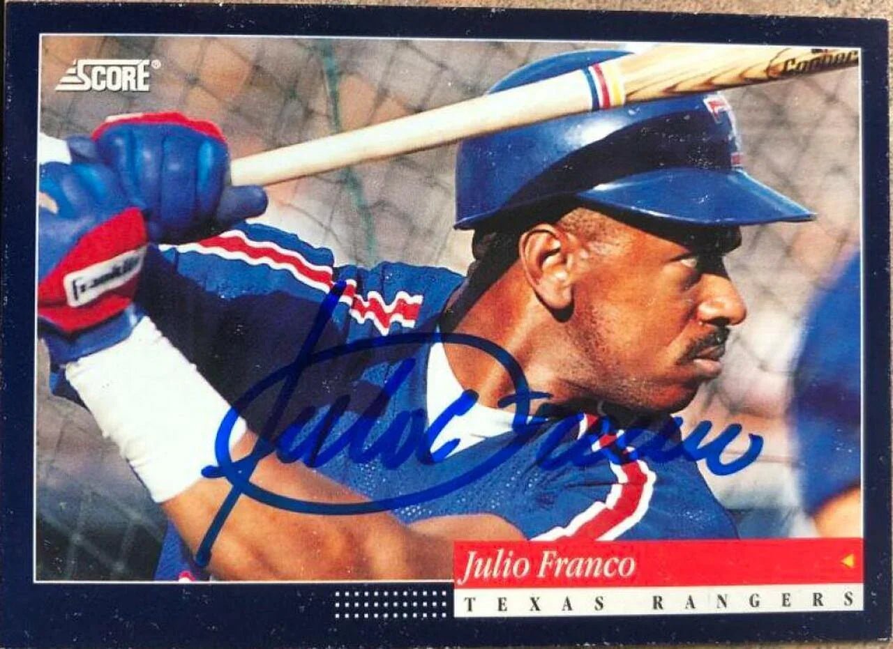 Julio Franco Signed 1994 Score Baseball Card - Texas Rangers