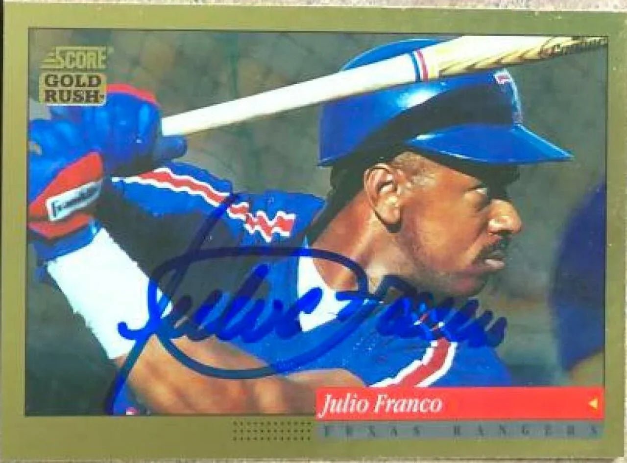 Julio Franco Signed 1994 Score Gold Rush Baseball Card - Texas Rangers