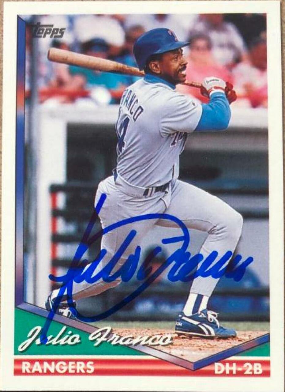 Julio Franco Signed 1994 Topps Baseball Card - Texas Rangers - PastPros