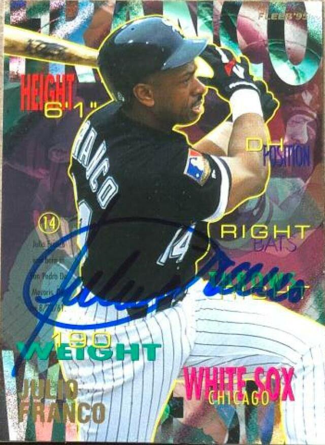 Julio Franco Signed 1995 Fleer Baseball Card - Chicago White Sox - PastPros