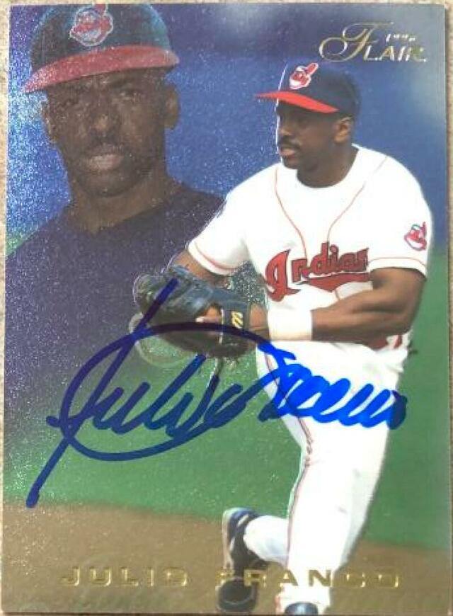 Julio Franco Signed 1996 Flair Gold Baseball Card - Cleveland Indians - PastPros