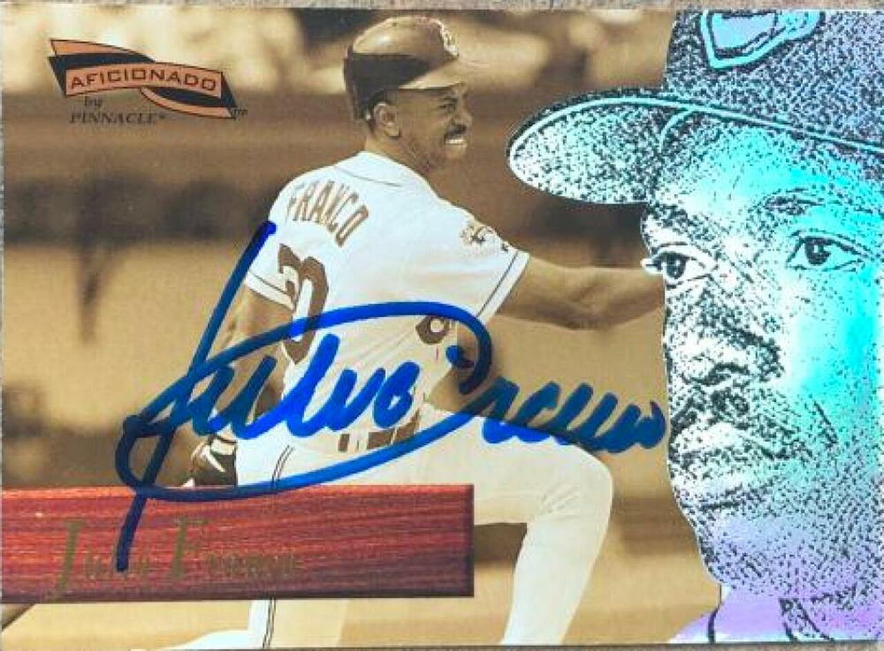 Julio Franco Signed 1996 Pinnacle Aficionado Baseball Card - Cleveland Indians - PastPros