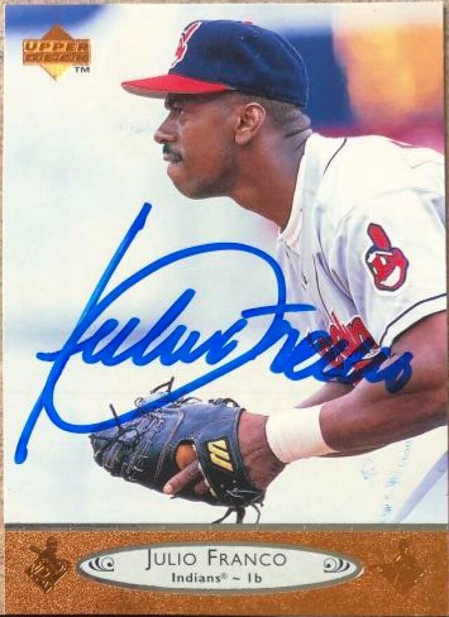 Julio Franco Signed 1996 Upper Deck Baseball Card - Cleveland Indians - PastPros