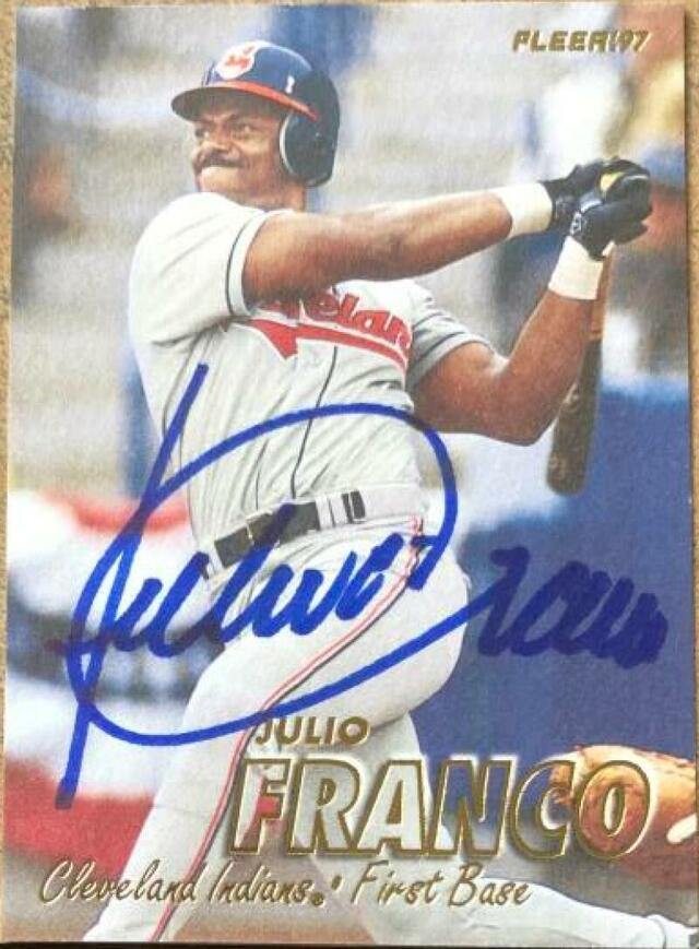 Julio Franco Signed 1997 Fleer Baseball Card - Cleveland Indians - PastPros