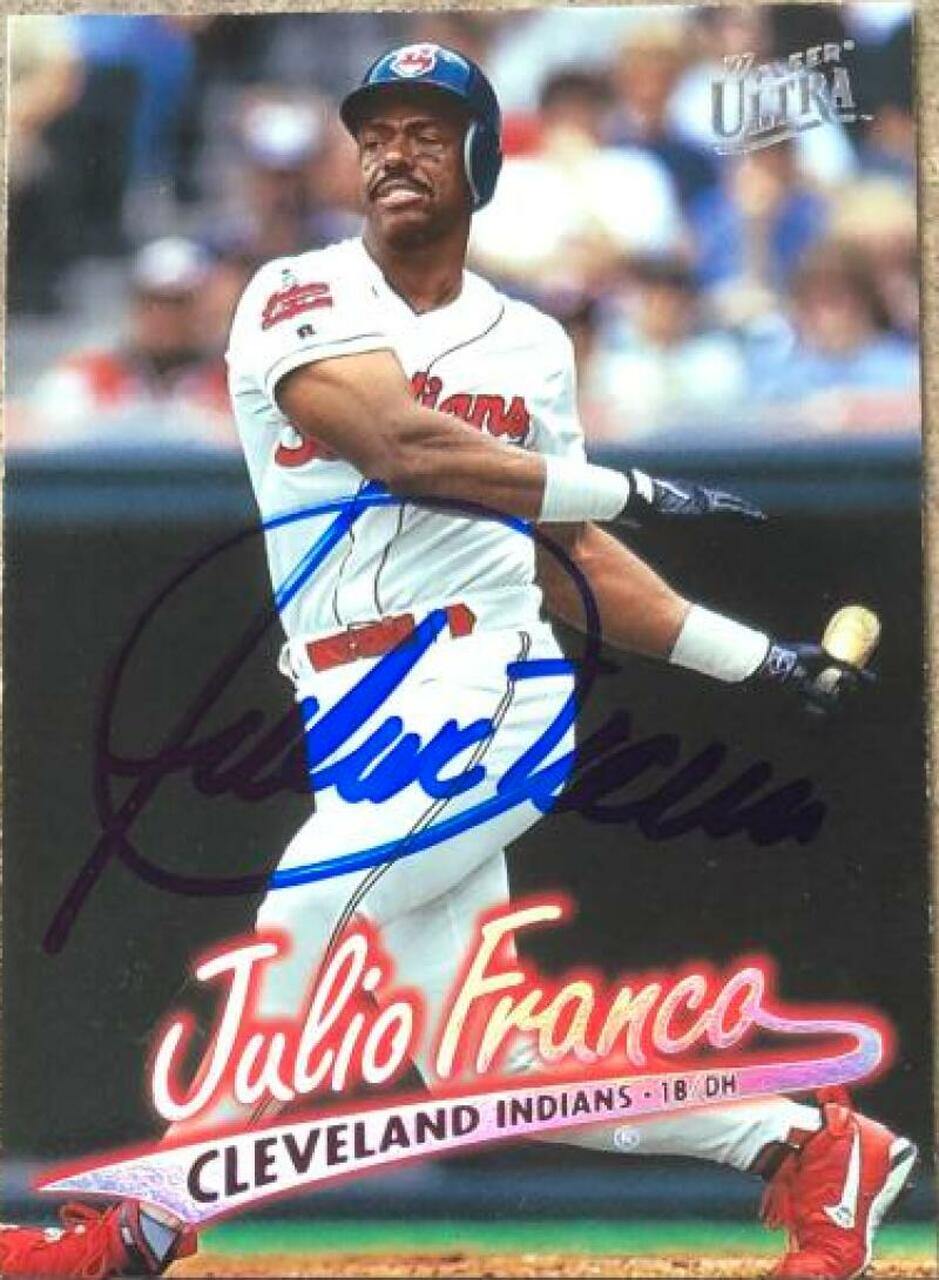 Julio Franco Signed 1997 Fleer Ultra Baseball Card - Cleveland Indians - PastPros