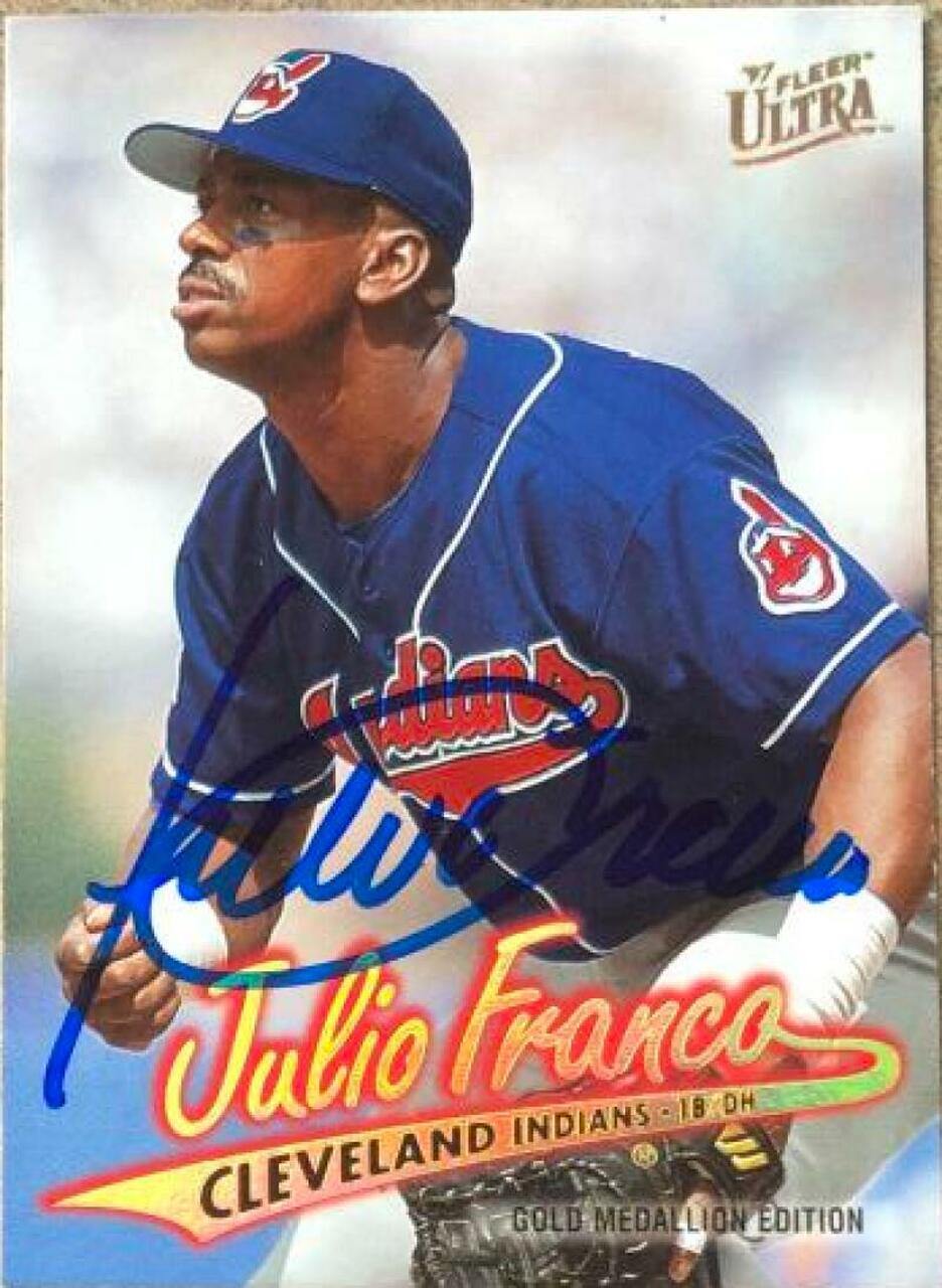 Julio Franco Signed 1997 Fleer Ultra Gold Medallion Baseball Card - Cleveland Indians - PastPros