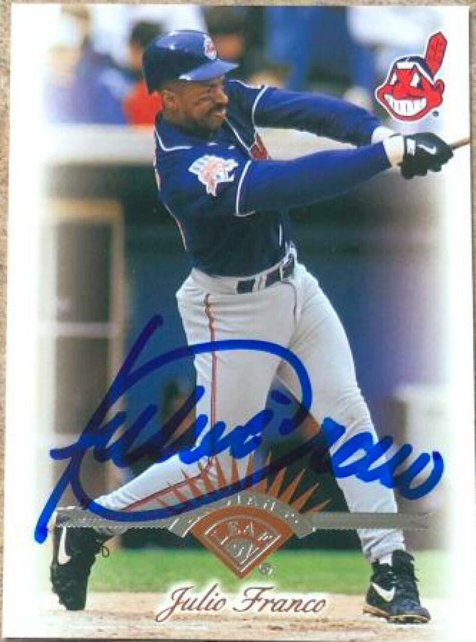 Julio Franco Signed 1997 Leaf Baseball Card - Cleveland Indians - PastPros