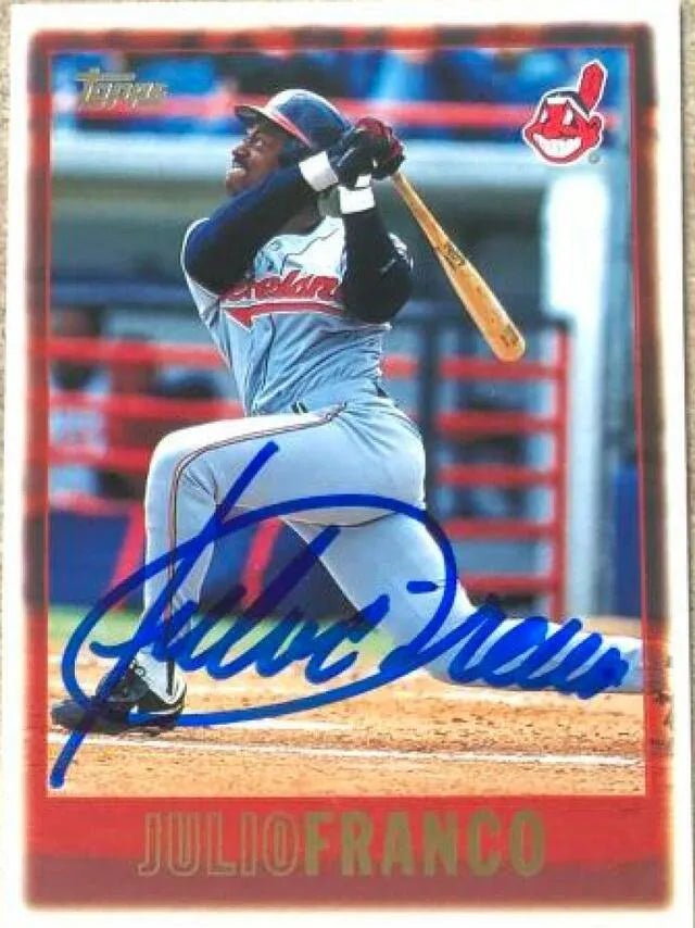Julio Franco Signed 1997 Topps Baseball Card - Cleveland Indians