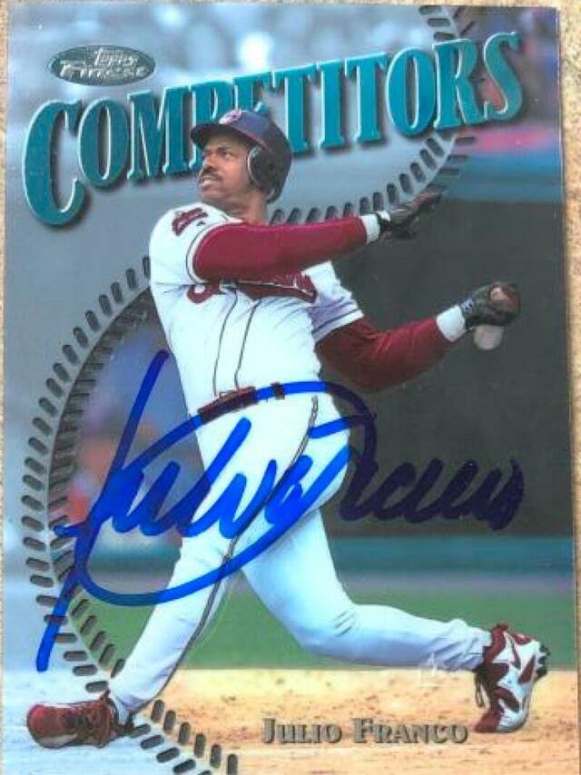 Julio Franco Signed 1997 Topps Finest Baseball Card - Cleveland Indians - PastPros