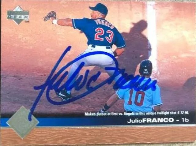 Julio Franco Signed 1997 Upper Deck Baseball Card - Cleveland Indians