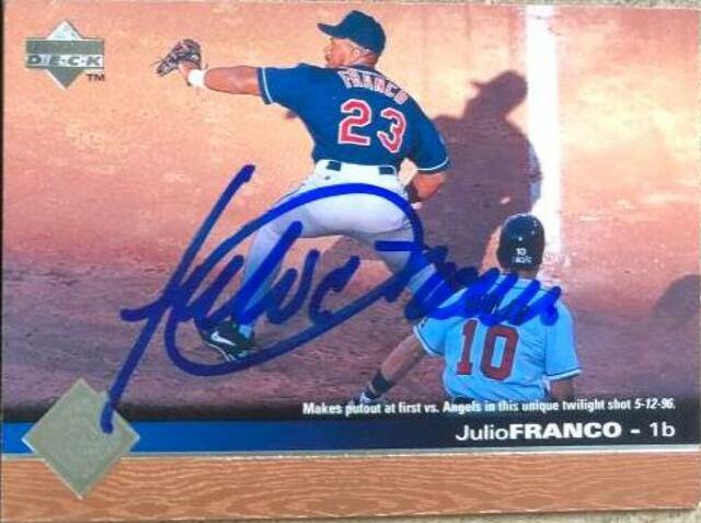 Julio Franco Signed 1997 Upper Deck Baseball Card - Cleveland Indians - PastPros