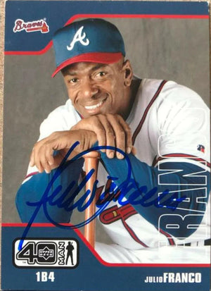 Julio Franco Signed 2002 Upper Deck 40 Man Baseball Card - Atlanta Braves