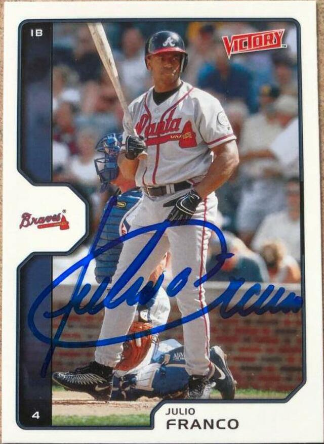 Julio Franco Signed 2002 Victory Baseball Card - Atlanta Braves - PastPros
