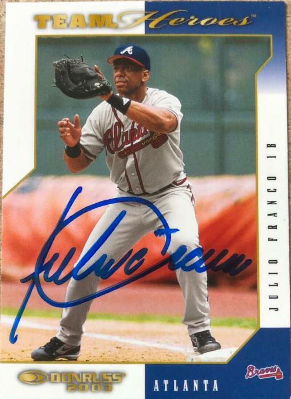 Julio Franco Signed 2003 Donruss Team Heroes Baseball Card - Atlanta Braves - PastPros