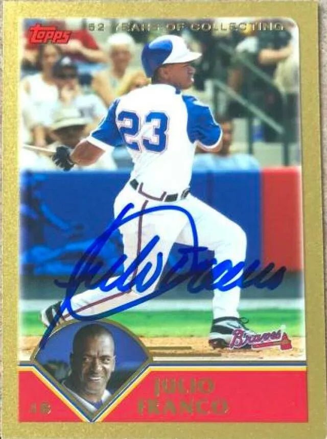 Julio Franco Signed 2003 Topps Gold Baseball Card - Atlanta Braves