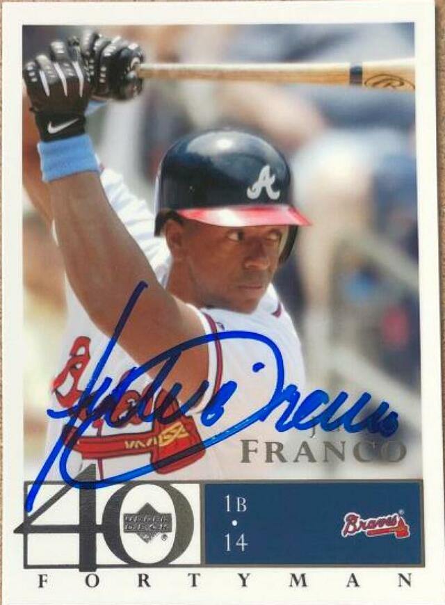 Julio Franco Signed 2003 Upper Deck 40 Man Baseball Card - Atlanta Braves - PastPros