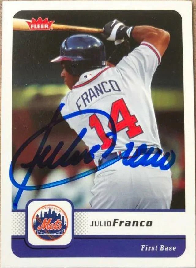 Julio Franco Signed 2006 Fleer Baseball Card - New York Mets