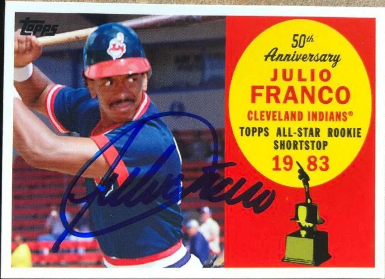 Julio Franco Signed 2008 Topps All-Rookie Team 50th Anniversary Baseball Card - Cleveland Indians
