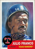 Julio Franco Signed 2021 Topps Living - Artist Jared Kelly Baseball Card - Texas Rangers