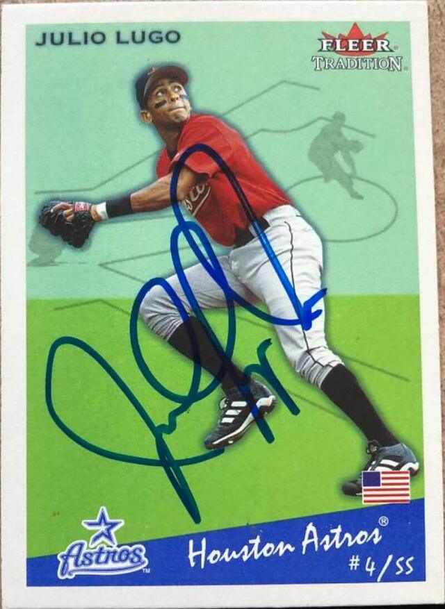 Julio Lugo Signed 2002 Fleer Tradition Baseball Card - Houston Astros - PastPros