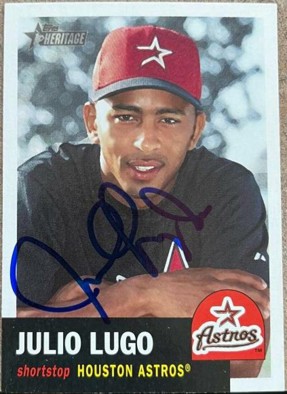 Julio Lugo Signed 2002 Topps Heritage Baseball Card - Houston Astros - PastPros