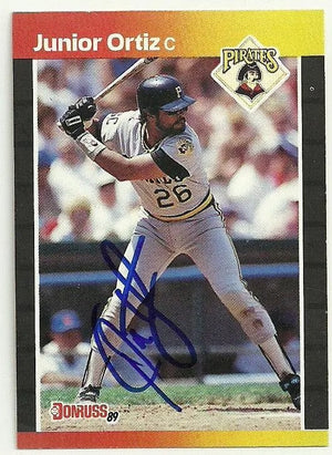 Junior Ortiz Signed 1989 Donruss Baseball Card - Pittsburgh Pirates
