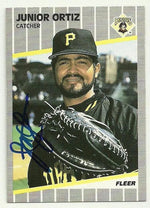 Junior Ortiz Signed 1991 Fleer Baseball Card - Pittsburgh Pirates