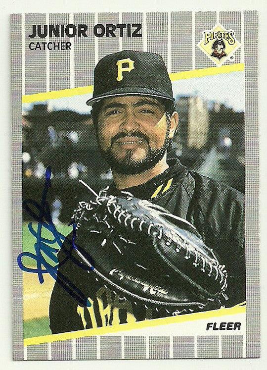 Junior Ortiz Signed 1991 Fleer Baseball Card - Pittsburgh Pirates - PastPros