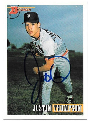 Justin Thompson Signed 1993 Bowman Baseball Card - Detroit Tigers - PastPros