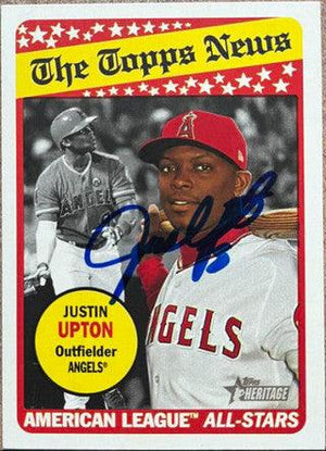 Justin Upton Signed 2018 Topps Heritage Baseball Card - Anaheim Angels - PastPros