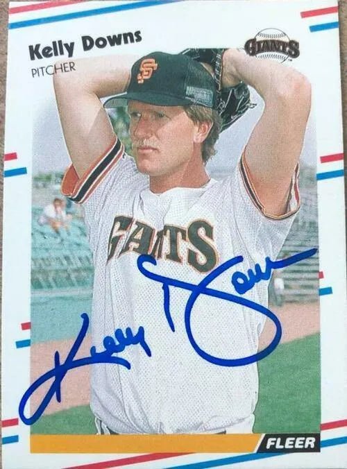 Kelly Downs Signed 1988 Fleer Baseball Card - San Francisco Giants