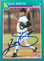 Kelly Downs Signed 1991 Score Baseball Card - San Francisco Giants