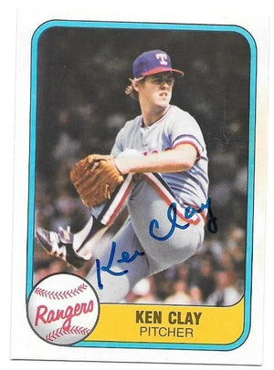 Ken Clay Signed 1981 Fleer Baseball Card - Texas Rangers