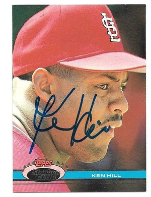 Ken Hill Signed 1991 Topps Stadium Baseball Card - St Louis Cardinals