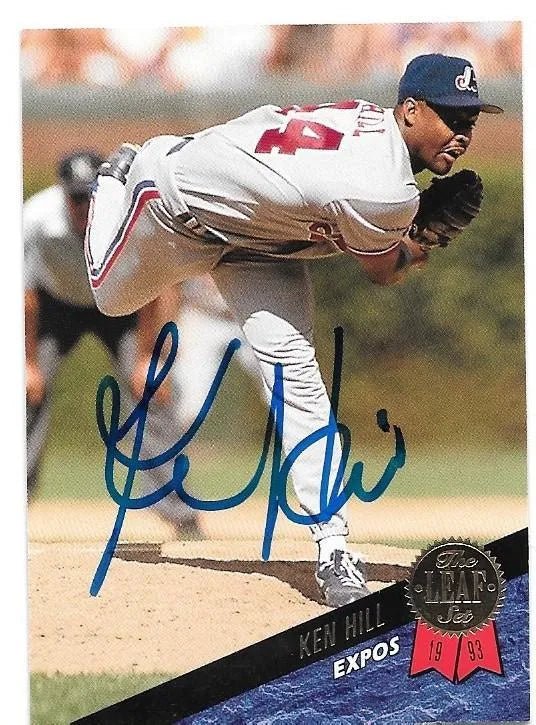 Ken Hill Signed 1993 Leaf Baseball Card - Montreal Expos