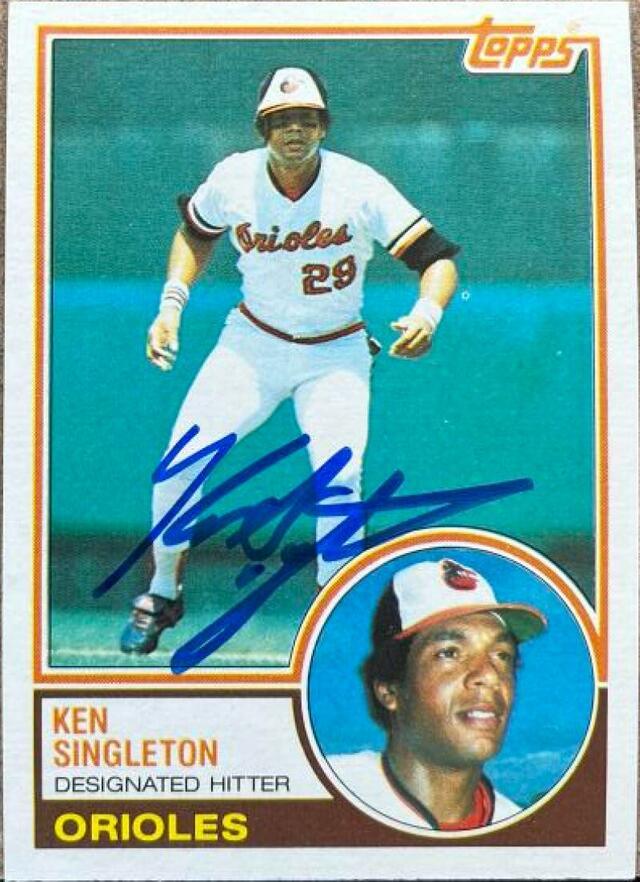 Ken Singleton Signed 1983 Topps Baseball Card - Baltimore Orioles - PastPros