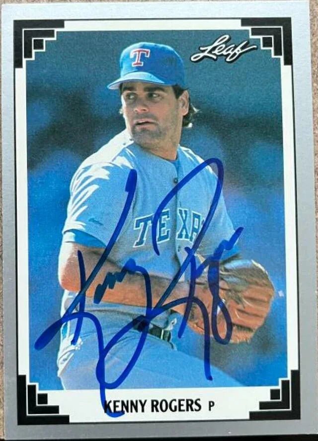 Kenny Rogers Signed 1991 Leaf Baseball Card - Texas Rangers