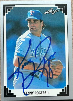 Kenny Rogers Signed 1991 Leaf Baseball Card - Texas Rangers - PastPros