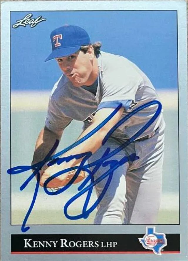 Kenny Rogers Signed 1992 Leaf Baseball Card - Texas Rangers