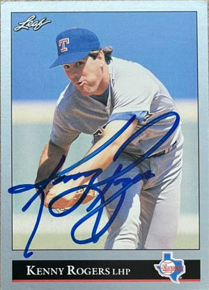 Kenny Rogers Signed 1992 Leaf Baseball Card - Texas Rangers - PastPros