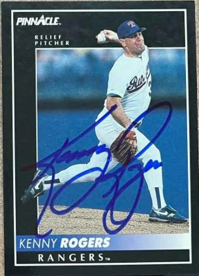 Kenny Rogers Signed 1992 Pinnacle Baseball Card - Texas Rangers