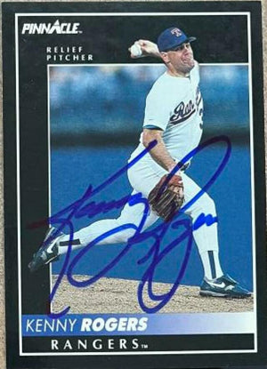 Kenny Rogers Signed 1992 Pinnacle Baseball Card - Texas Rangers - PastPros
