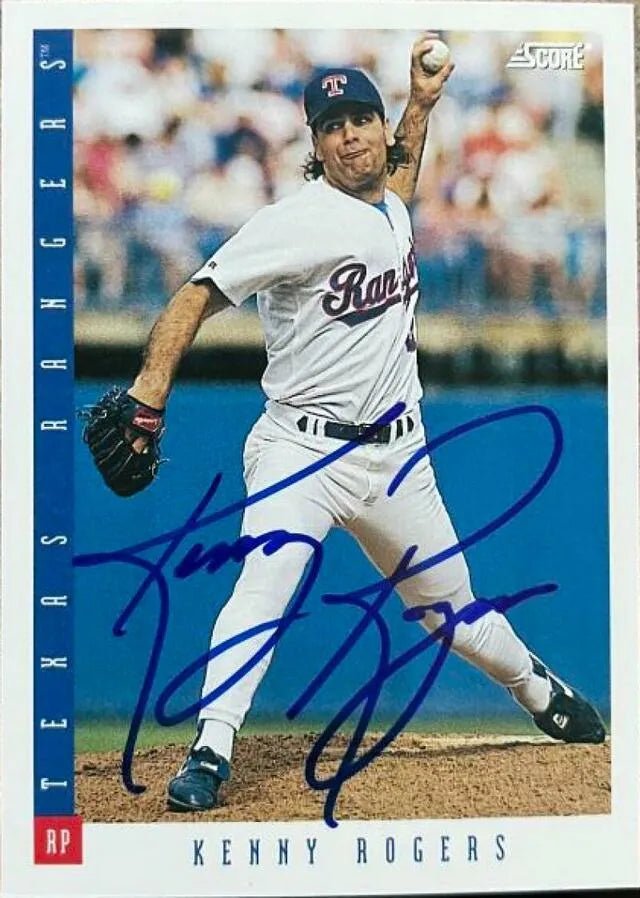 Kenny Rogers Signed 1993 Score Baseball Card - Texas Rangers