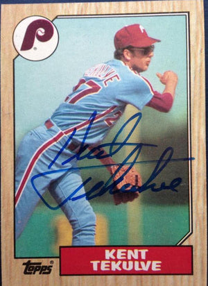 Kent Tekulve Signed 1987 Topps Baseball Card - Philadelphia Phillies - PastPros