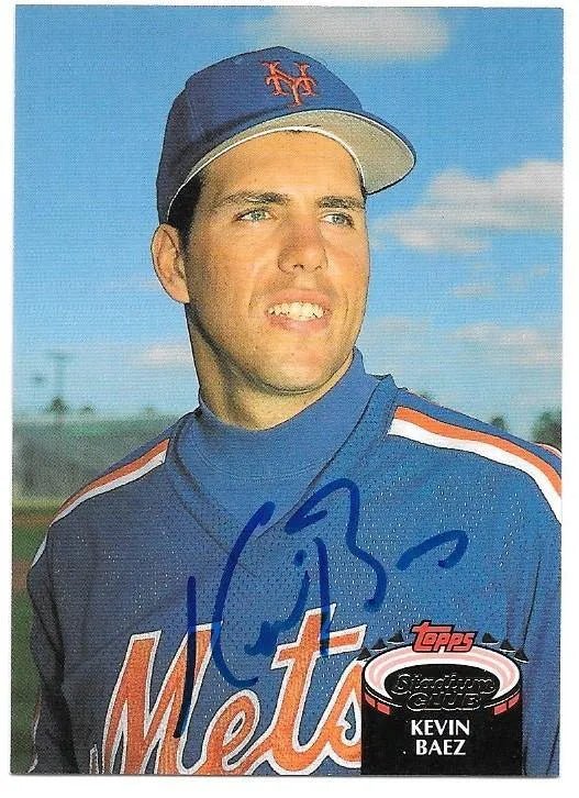 Kevin Baez Signed 1992 Topps Stadium Club Baseball Card - New York Mets