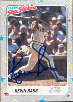 Kevin Bass Signed 1988 Fleer Star Stickers Baseball Card - Houston Astros