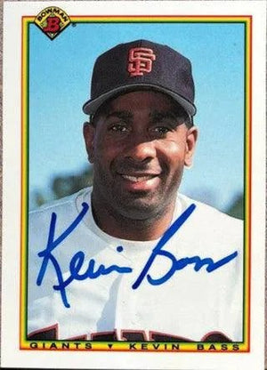 Kevin Bass Signed 1990 Bowman Tiffany Baseball Card - San Francisco Giants