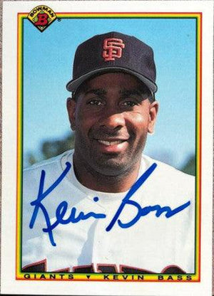 Kevin Bass Signed 1990 Bowman Tiffany Baseball Card - San Francisco Giants - PastPros