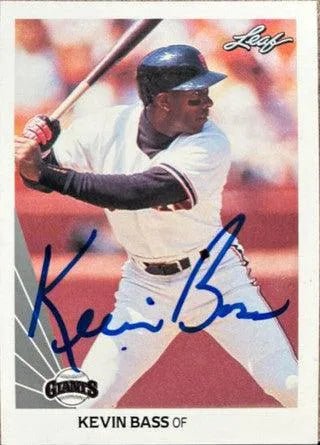 Kevin Bass Signed 1990 Leaf Baseball Card - San Francisco Giants